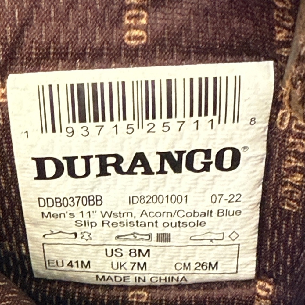 Durango Blue Brown Cowboy Boots like new leather distressed cowboy windward - Picture 13 of 13